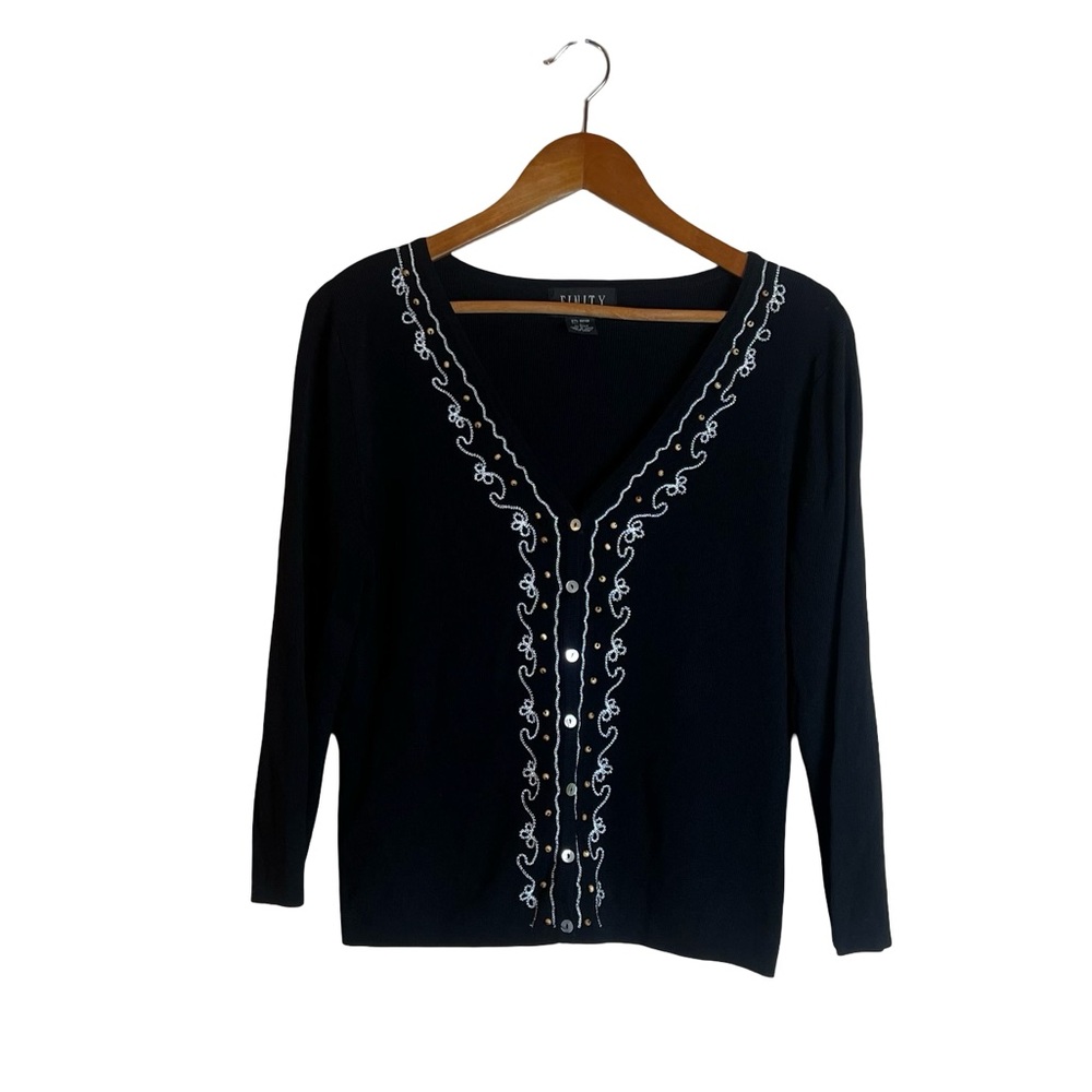Finity‎ vintage knit embroidered cardigan. Size large